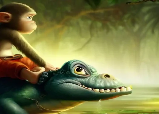 বান্দৰ আৰু ঘঁৰিয়ালৰ সাধু-monkey and crocodile story